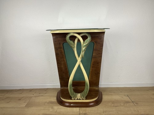 Consolle legno vetro foglie