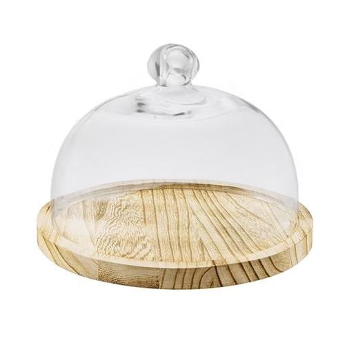Campana vetro base legno - in,